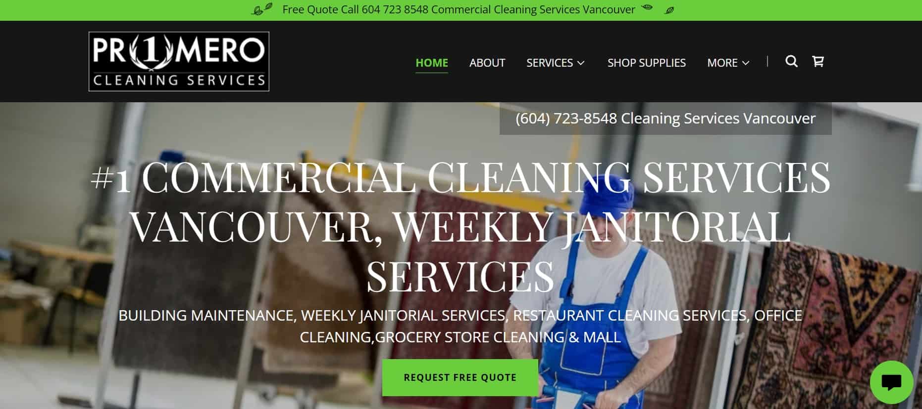 Primero Cleaning Services Homepage