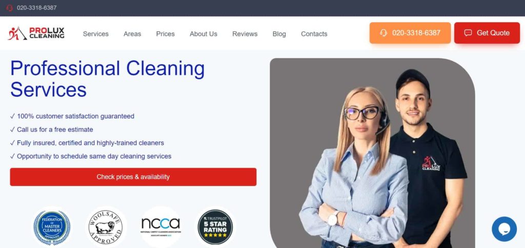 ProLux Cleaning Homepage