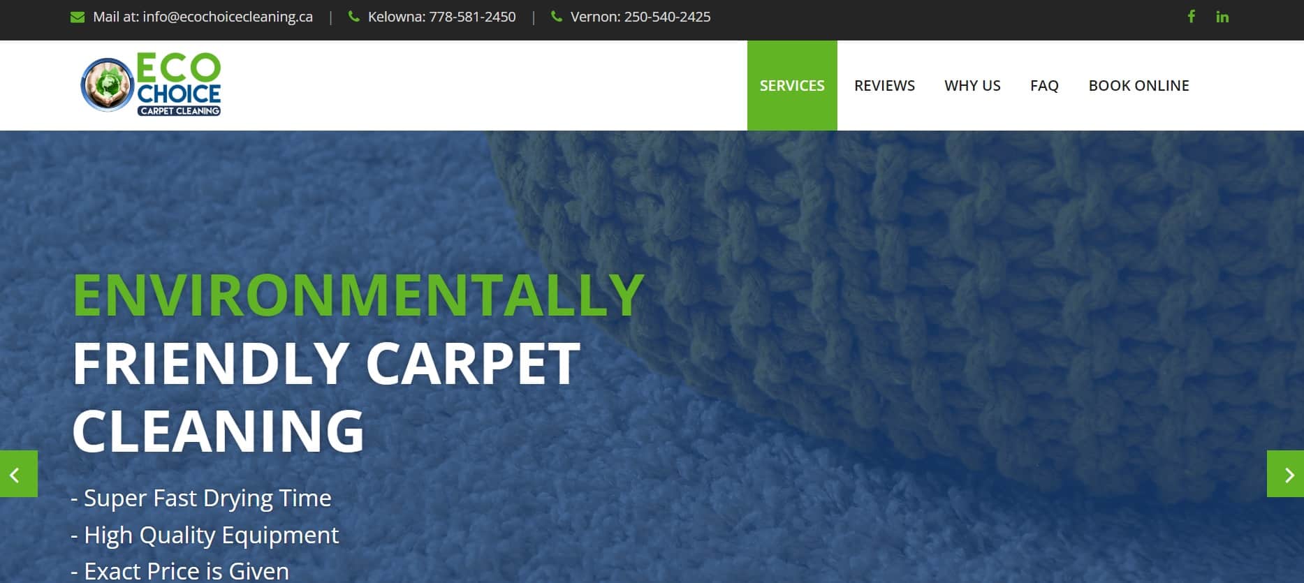 Eco Choice Carpet Cleaning Homepage