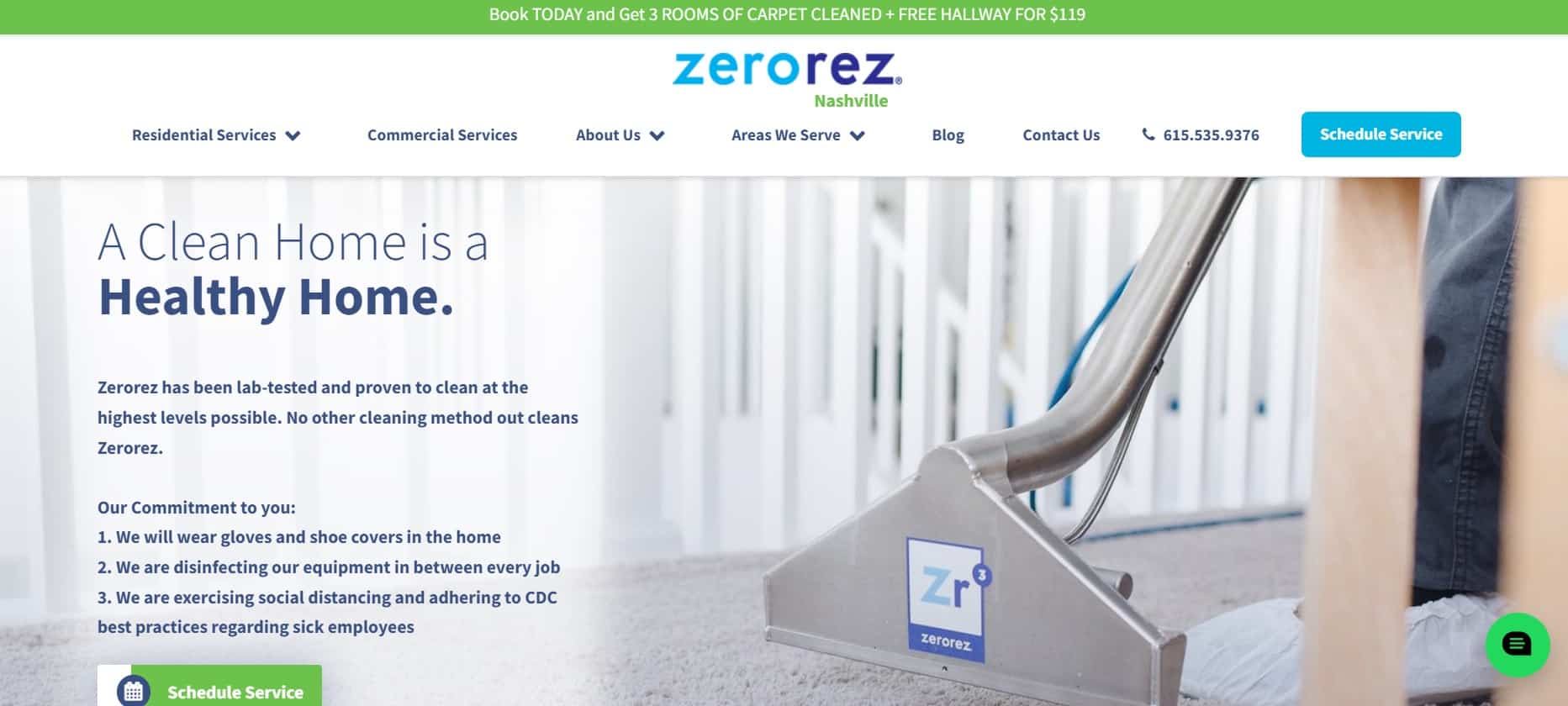 Zerorez Nashville Homepage