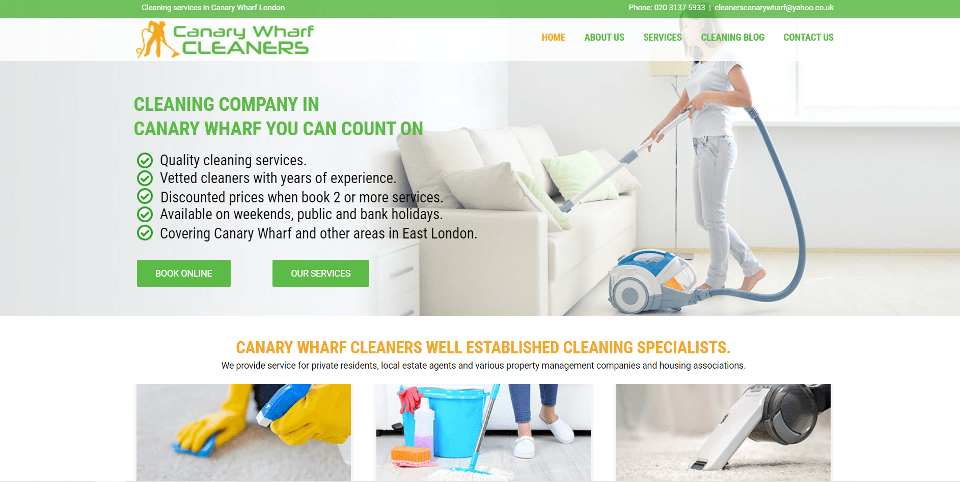 Canary Wharf Cleaners' Homepage