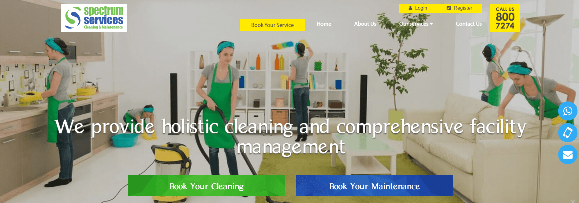 Spectrum Maid Cleaning Services' Homepage