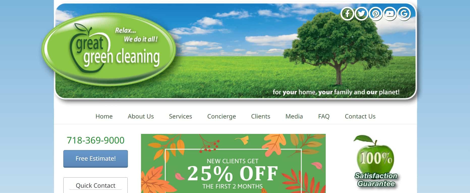 Great Green Cleaning & Maid Service Homepage