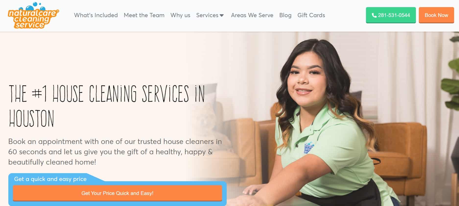 Natural Care Cleaning Service Homepage