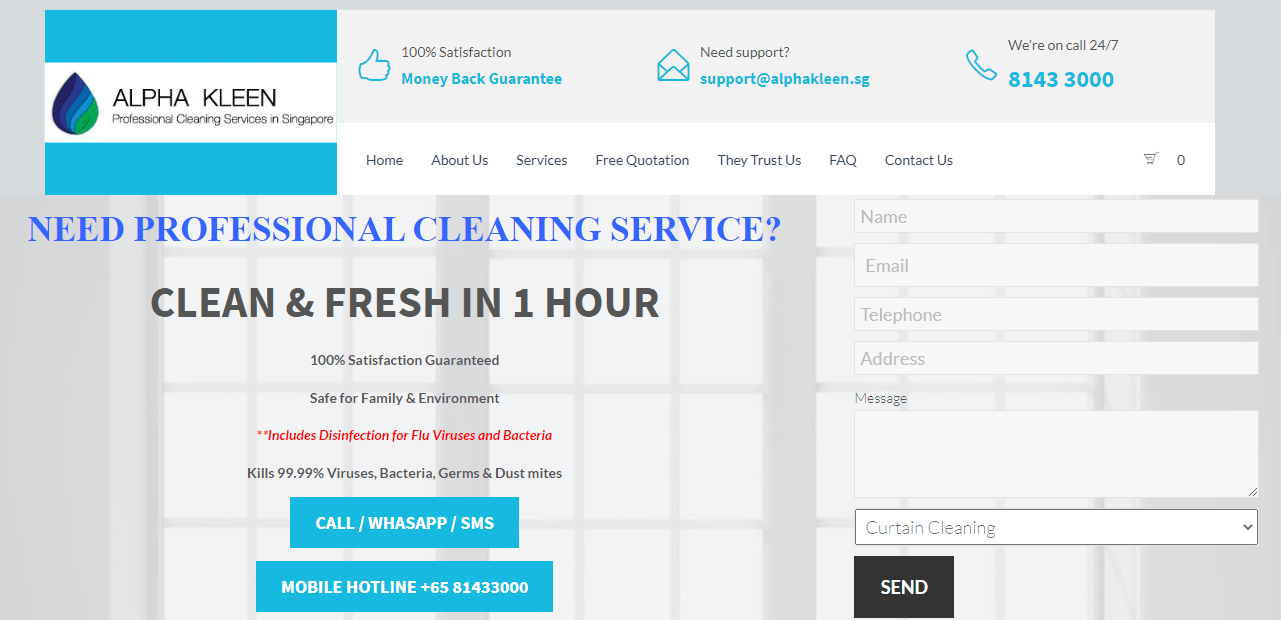 AlphaKleen Professional Cleaning Services in Singapore's Homepage