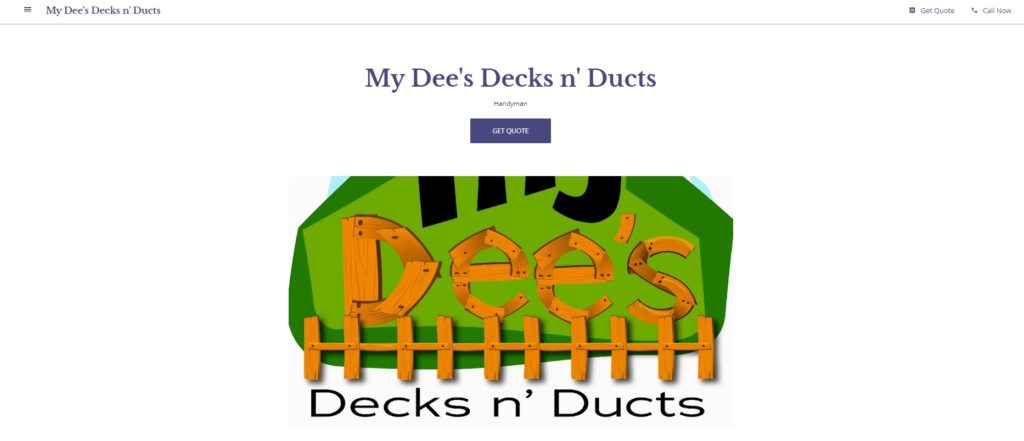 My Dee's Decks n' Ducts Homepage