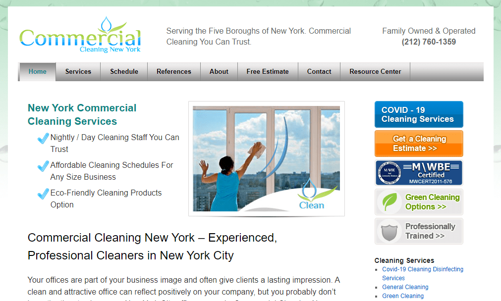 Commercial Cleaning New York's Homepage