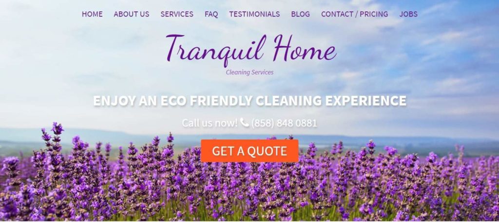 Tranquil Home Cleaning Services' Homepage