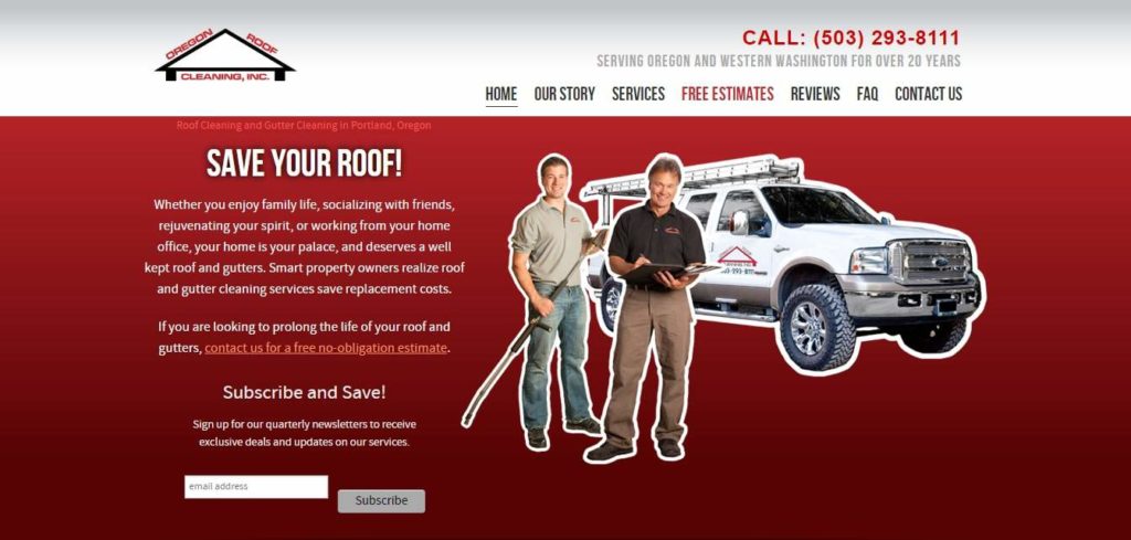 Oregon Roof Cleaning's Homepage