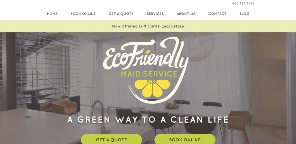 Eco-Friendly Maid Service's Homepage