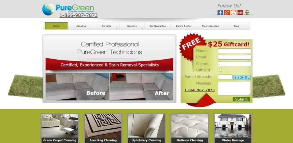 PureGreen Carpet & Upholstery Cleaning's Homepage