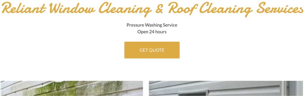 2)   Reliant Window Cleaning & Roof Cleaning Services' Homepage