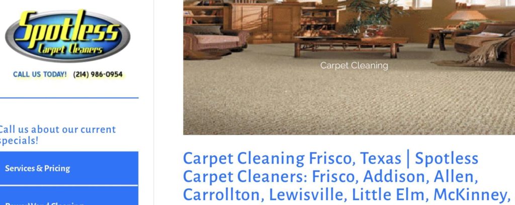 Spotless Carpet Cleaners' Homepage