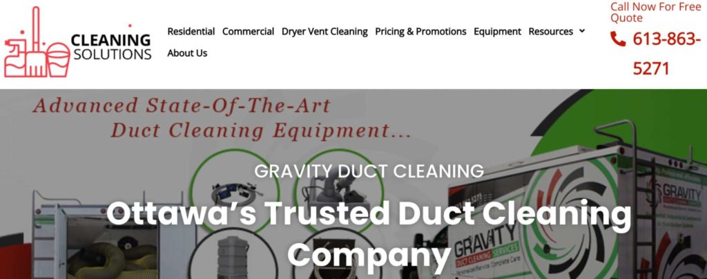 Gravity Duct Cleaning Services' Homepage